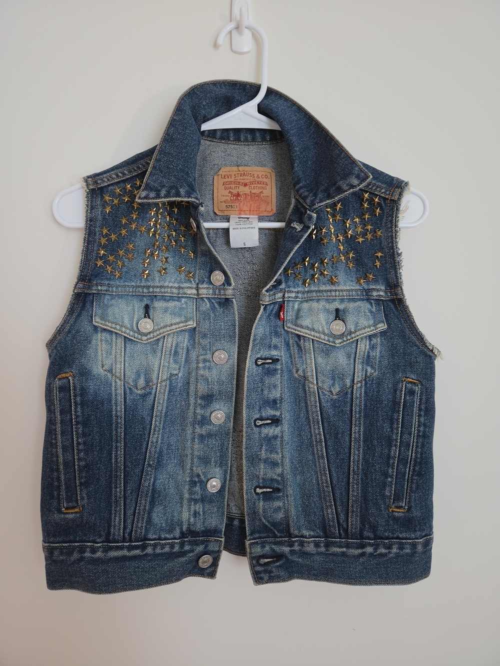 Levi's Denim Kids Vest with Gold Star Studs - Blue